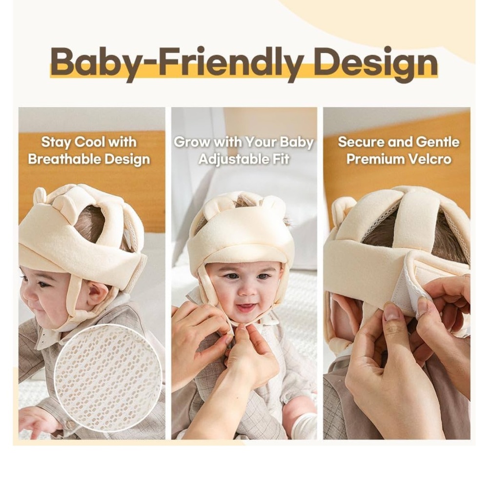 Cream Infant Safety Helmet - Picture 4 of 6